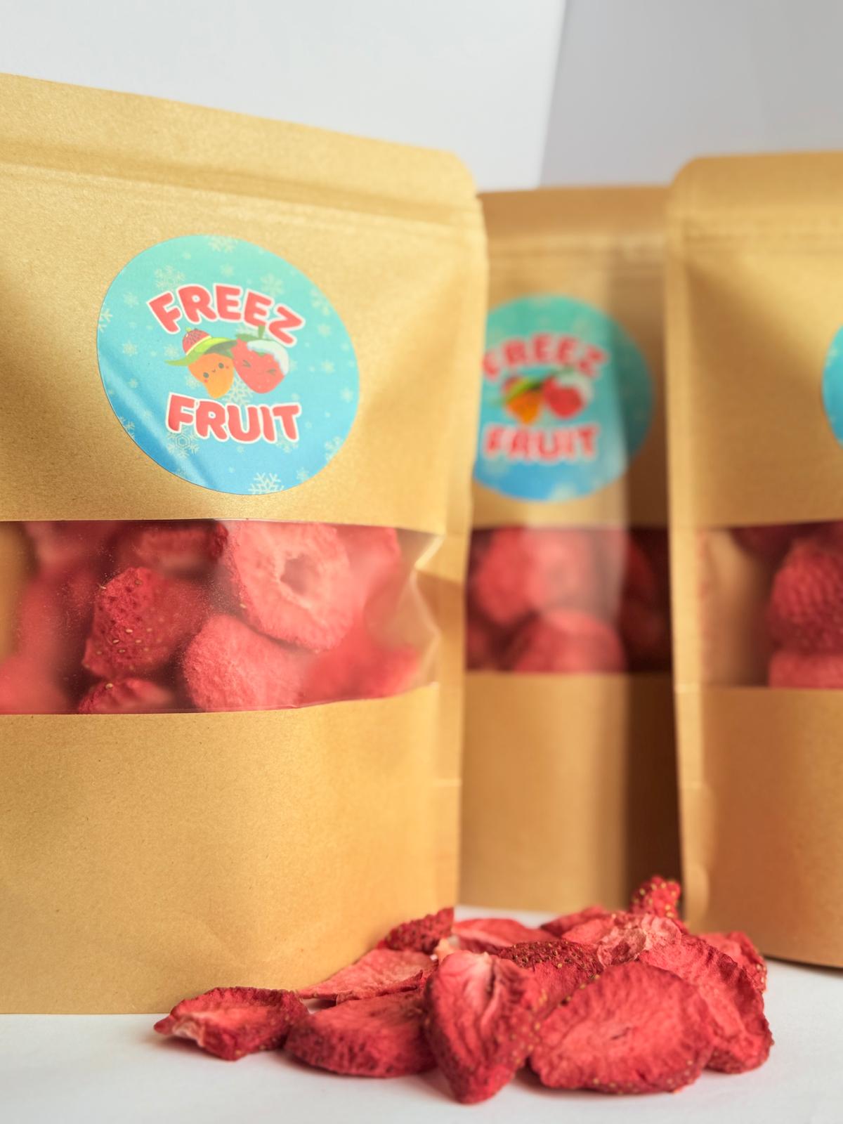 Gevriesdroogd fruit aardbei, Worm's-eye view